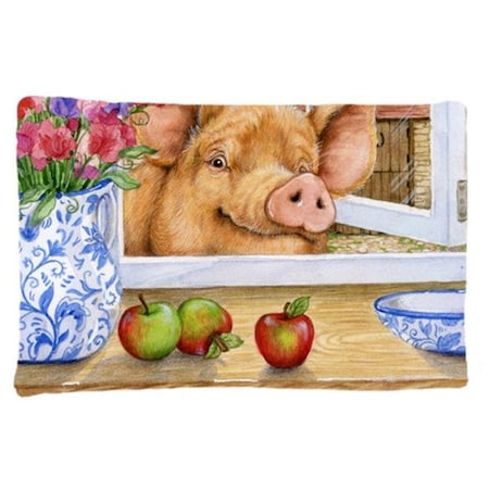 Carolines Treasures Carolines Treasures CDCO0352PILLOWCASE Pig Trying to Reach the Apple in the Window Fabric Standard Pillowcase CDCO0352PILLOWCASE